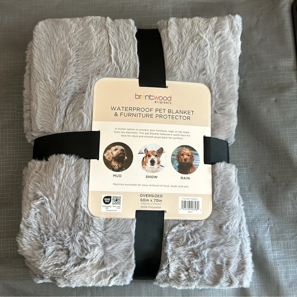 NWT Brentwood Oversized Waterproof Pet Blanket & Furniture Protector GRAY